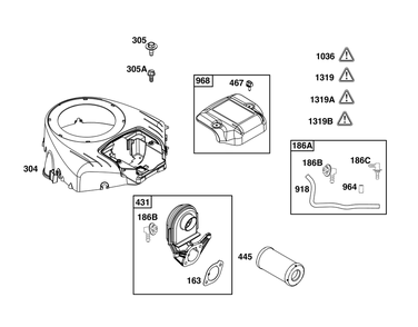 Blower Housing And Air Cleaner Group Diagram and Parts List for 44N677-0066-G1 400000 - 699999 Briggs and Stratton Engine